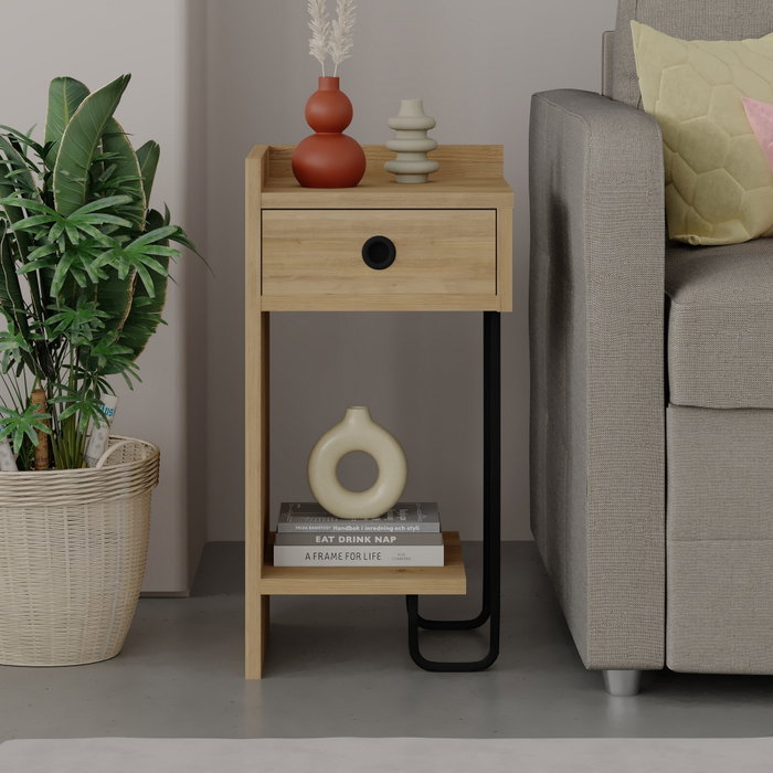 Hanah Home Sirius Left - Oak v2 Mesita de Noche Roble 32x61x30cm